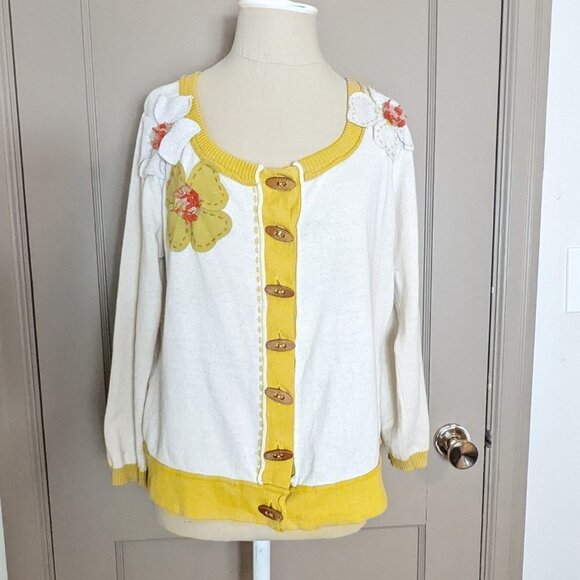 Retro Pin Up Rockabilly Academia Cardigan Floral Sweater Anthropologie Nick & Mo - Picture 8 of 10